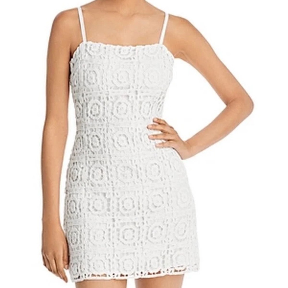 Aqua White Crochet Mini Dress
